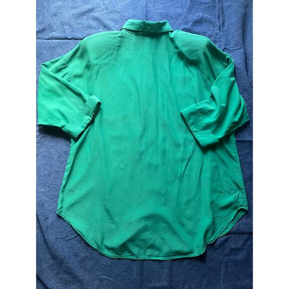 R&M Richards by Karen Kwong Celestial Green Blouse with Shoulder Pads - Picture 2 of 6